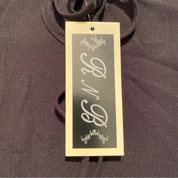 R n B NWT Black Baby Doll Peasant Boho Dress Bell Sleeves Crochet, Size M - Picture 4 of 15